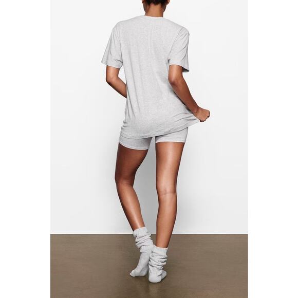 SKIMS Heather Gray Boyfriend Tee 4X T Shirt Short Sleeve Minimalist Cozy Stretch - Picture 5 of 10